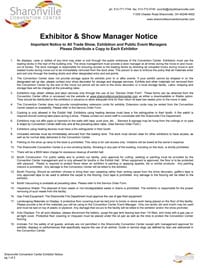 Sharonville Convention Center Exhibitor Notice (thumb)