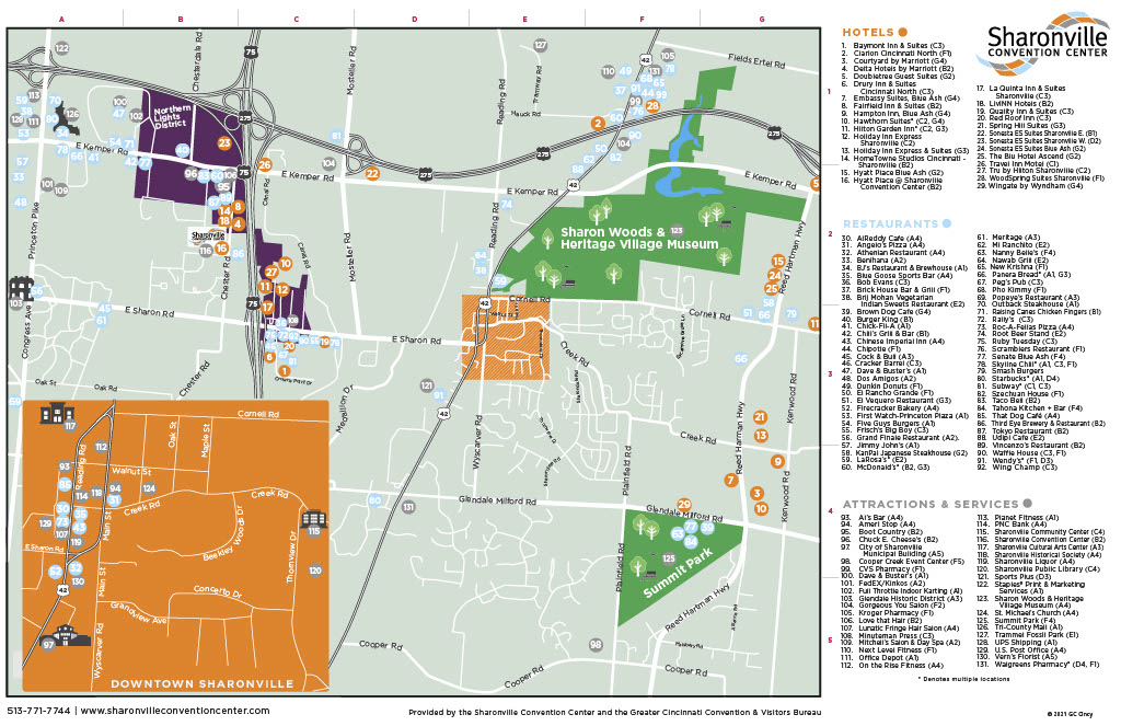 Attractions Map - Sharonville Convention Center  Cincinnati, OH